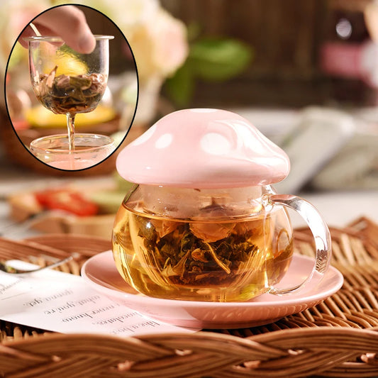 Mushroom Teacup included with filter, lid & coaster