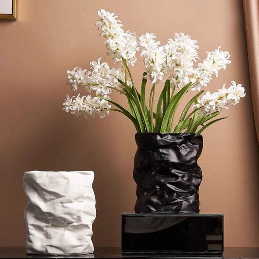 Ceramic Wrinkled Paper Bag Vase