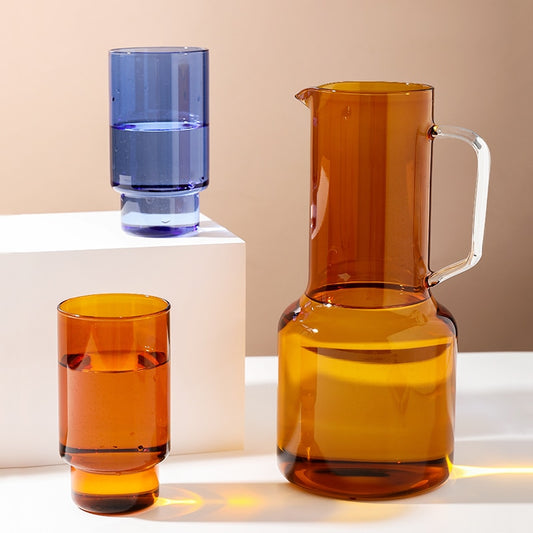 Colorful Glass Pitcher With Glass Cup
