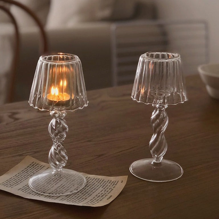 Vintage Style Glass Table Lamp Shape Candlestick Holder