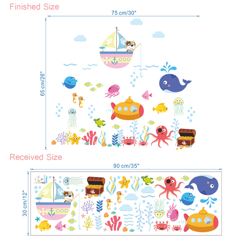 Underwater Fish Bubble Wall Stickers For Bathroom