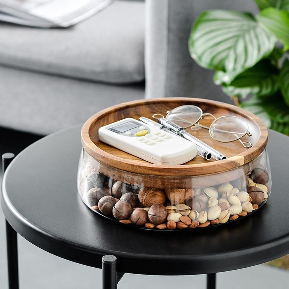 Glass Snack Bowl with Wood Cover